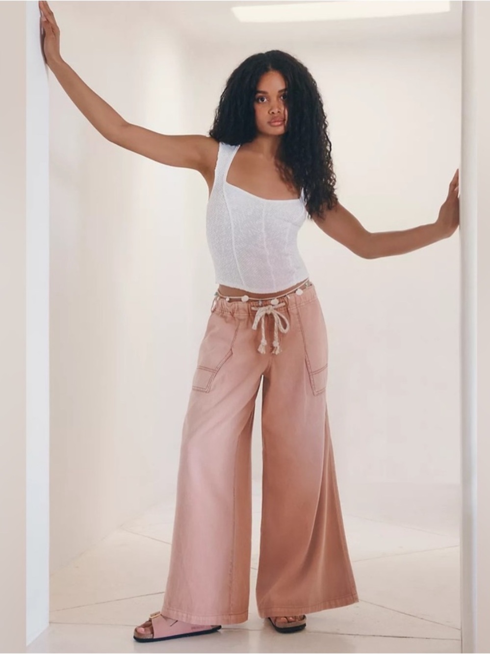 Free People We The Free Port Royal Pull-On Jeans in Coral Dune